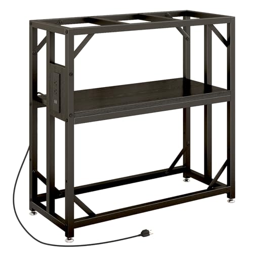 20-29-37 Gallon Fish Tank Stand with Power Outlet,Adjustable Shelf (Black / 20-29-37 Gallon)