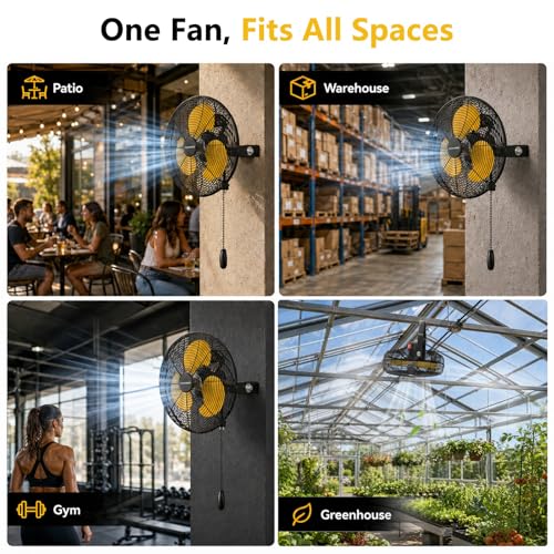 12 Inch High Velocity Wall Mount Fan (Yellow / 12 inch)