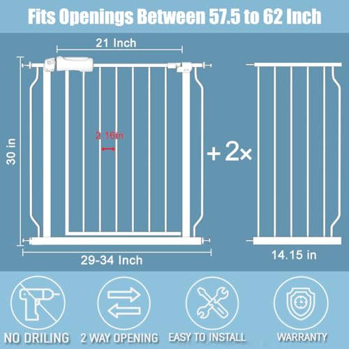 53 62" Extra Wide Baby Gate for Doorways (52.76"-62.20"/134-158cm)