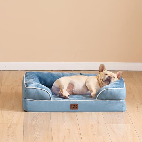 Orthopedic Dog Beds Large Sized Dog (Washed Blue / 35.0"l X 22.0"w X 6.5"th)