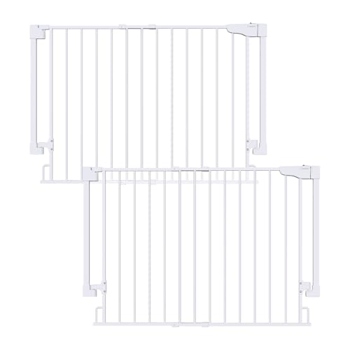2 Pack 29.2 43" No Bottom Bar Baby & Dog Gate for Stairs & Doorways (White / 29.2"-43" W x 28" H | 2 Pack)