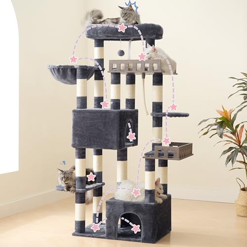 Maine Coon Cat Tree (68.5 inches / Dark Gray)