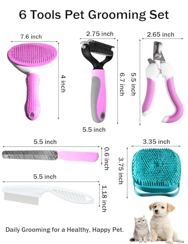 Dog Cat Grooming Kit (Pink 6 Kits)