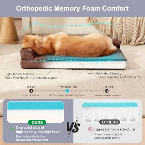 Waterproof Dog Bed for Small Dogs (Fluffy Style-Brown / L(36"x27"x3"))