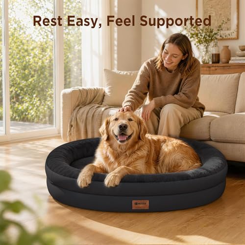 Waterproof Orthopedic Dog Bed for Extra Large Dogs (Black / 48"L x 35"W x 7.5"Th)