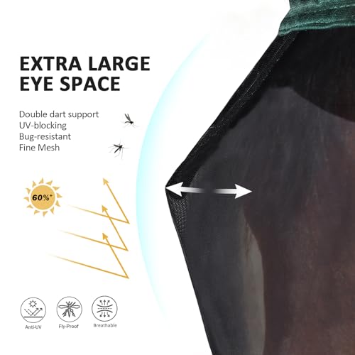 Horse Fly Mask with Ears (Hunter Green / X-Large (Warmblood))