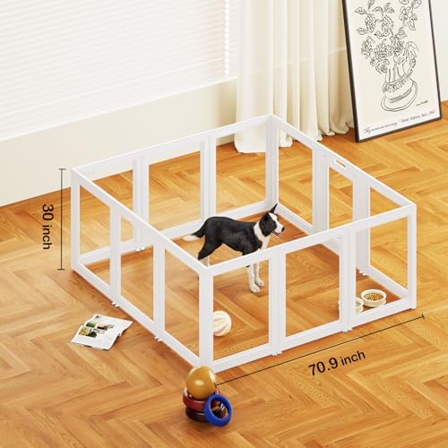 Clear Acrylic Dog Playpen Transparent Dog Playpen Indoor (White / 30"H)