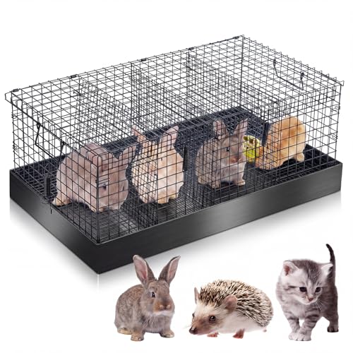 4 Hole Rabbit Transport Cage (Black / 28.7"L x 21.7"W x 4.1"H)