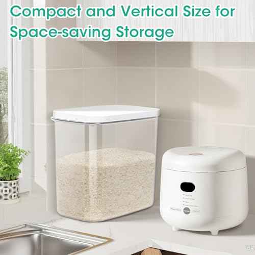 Large Rice Container 25 Lbs with Easy (White/Clear / 12.7 Qt-Pop)