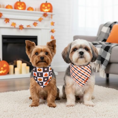 Halloween Dog Bandanas (Small / Halloween Checker)