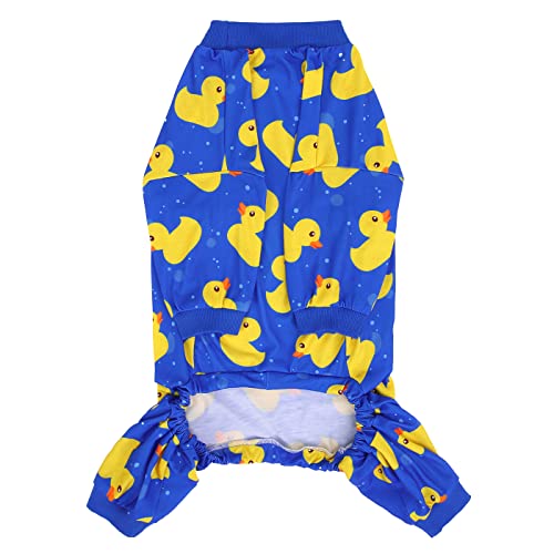 Dog Pajamas One Piece Light Comfy Pjs Pet Costume M (Large / Ducks Blue)
