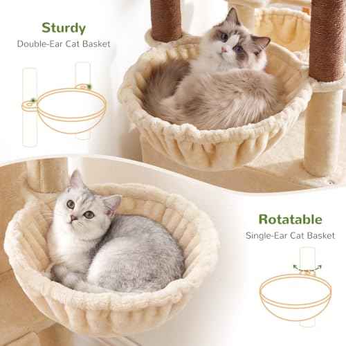 75in Tall Cat Tree Tower for Indoor Cats (Beige / 75 inch)