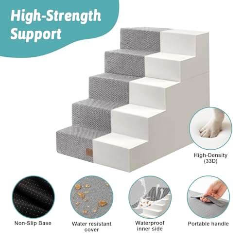Dog Stairs for Small Dogs (Grey / 17.7x29.5x23.6 inch)