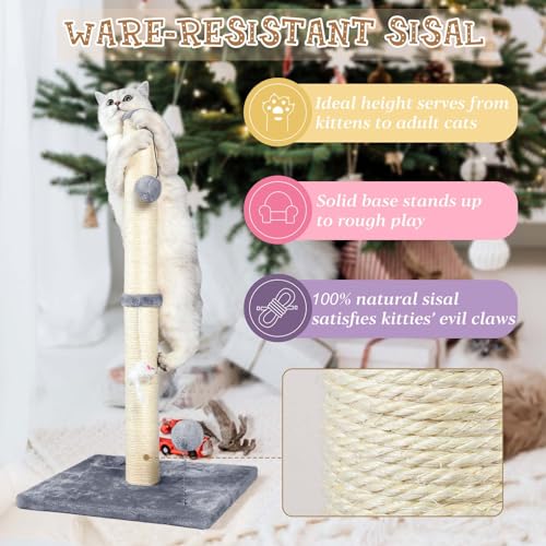 32" Tall Sisal Cat Scratching Posts Tree for Indoor Cats Adults