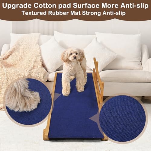 Dog Ramp for Bed (Wood & Dark Grey / 45.2 inch long)
