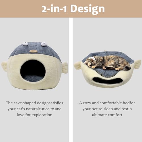 Cat Beds for Indoor Cats (XL 19.7'' / Grey)