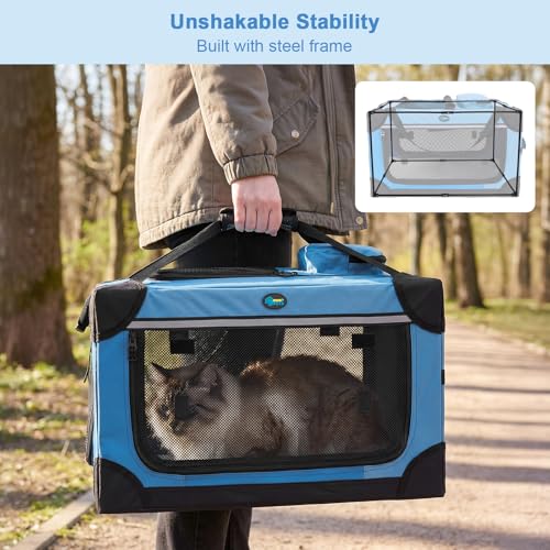 Collapsible Travel Dog Crate for Cat Doggie (Blue)