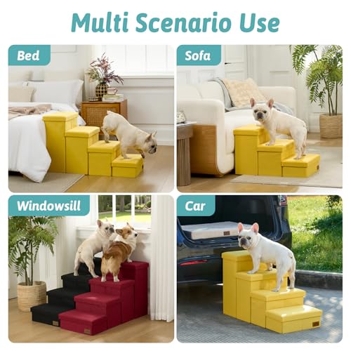 Dog Stairs with Storage (Yellow / 28.5"L x 17"W x 16.7"H)