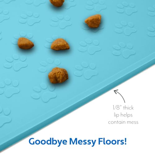 100% Waterproof Dog Food Mat (Turquoise / 24"L x 16"W)