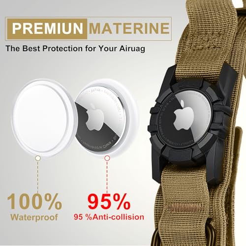 Tactical AirTag Dog Collar (M(15"-18.5") / Brown)