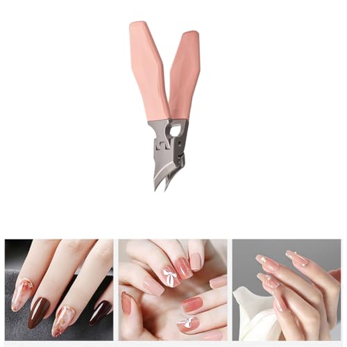 Angled Nail Clippers Pink Eagle Beak Oblique Slanted Curved Thick Professional Nail Clippers for Women Adult Men Ingrown (Classic)