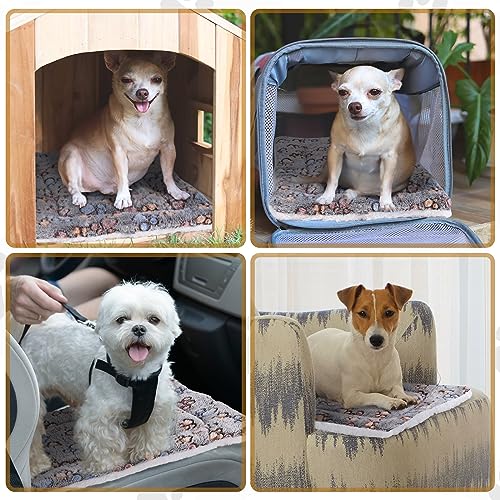 4 Pack Soft Pet Bed Mat Small Dog Crate Fleece (13 x 19 Inches / Gray)