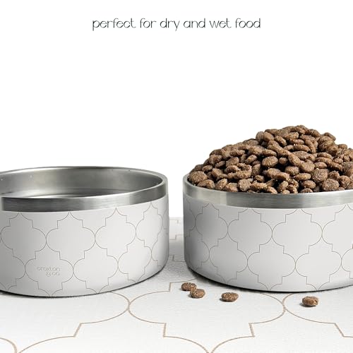 CROXTON & CO. Stainless Steel Pet Bowl for Dogs & Cats (So Pawsh / Medium)