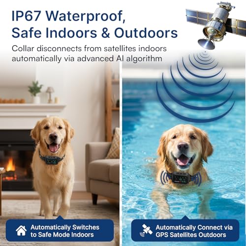 2 1 Smart Wireless GPS Dog Fence with APP Setup 1 Collar Kit (1 Collar Kit with Remote)