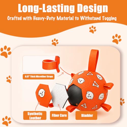 Dog Soccer Ball with Straps (Orange / Medium-6 Inch)