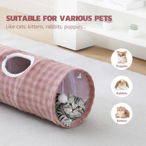 Straight Bubble Cat Tunnel for Indoor Cats 47"x12" (Dusty Pink / Straight)