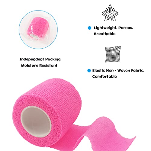 24 Pack Self Adhesive Bandage Wrap 2 Inch (2 Inch-24 Count Hot Pink)