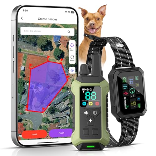 2 1 Smart Wireless GPS Dog Fence with APP Setup 1 Collar Kit (1 Collar Kit with Remote)