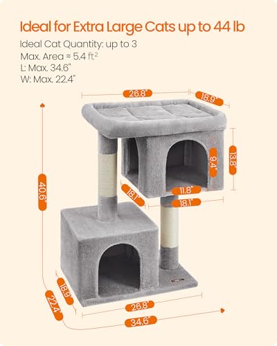 Cat Tree 40.6 (XL (26.8"L x 18.9"W x 40.6"H) / Light Gray)