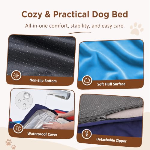 Orthopedic Dog Beds for Large Sized Dog with Bolster (36.0"L x 27.0"W x 8.0"Th / Philadelphia)