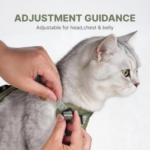 Cat Harness Leash Set with AirTag Holder (Green for Airtag / S)
