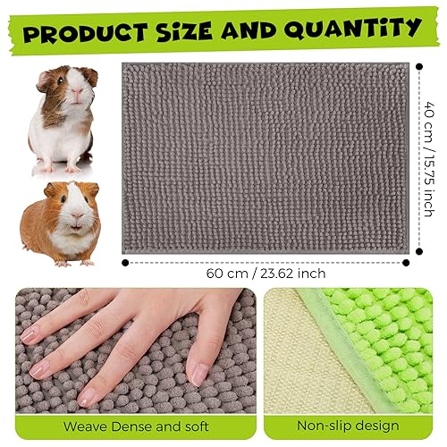 8 Pcs Guinea Pig Cage Liner 24x16'' Washable Rabbit Fleece Mat (Gray, Green, Pink, Blue / 24x16'')