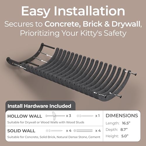Cat Wall Shelf (Charcoal / 1 Curved Cat Climber)