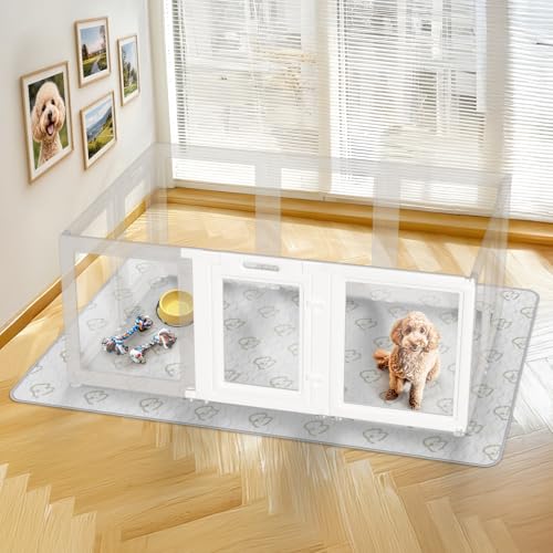 AuraSpace Clear Acrylic Indoor Dog Playpen (White / 24"H)