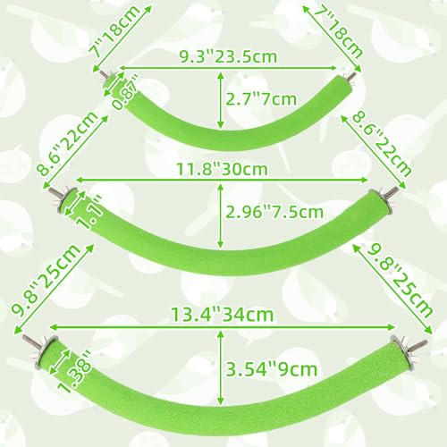 90 Degree Parrot Perch for Cage Corner (Large / Green-corner-90)