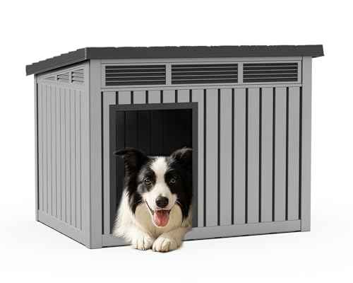 Dog House for Both Indoor and Outdoor with Weatherproof Roof Removable Floors for Medium to Large Dogs Interior Space (gray / 32.2*25.12*24.13)
