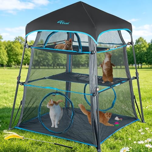 Cat Enclosure Kitten and Cat Tower Tent for Indoor and Outdoor (Blue)