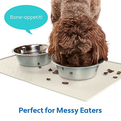 100% Waterproof Dog Food Mat (Cream / 18"L x 12"W)