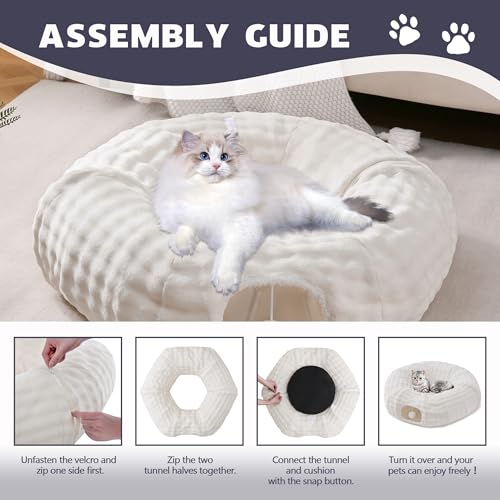 Bubble Round Cat Tunnel for Indoor Cats (Cream White / Round)