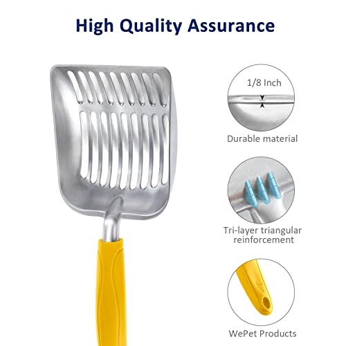Cat Litter Scoop (Small / FLAT Aluminum \ #04 Yellow Handle)