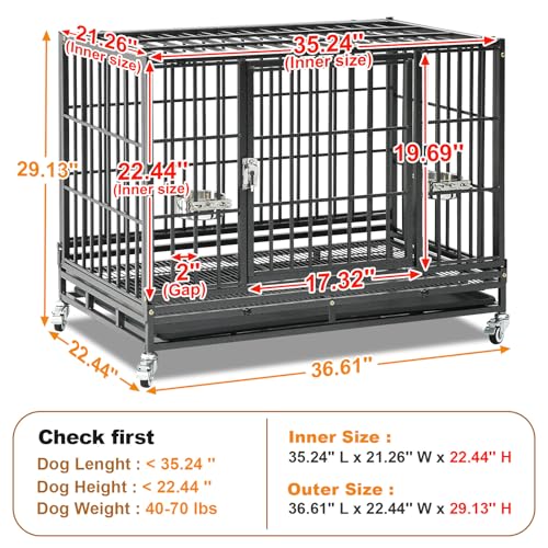 36 inch Stackable Heavy Duty Dog Crate (36.0"L x 22.5"W x 29.5"H)