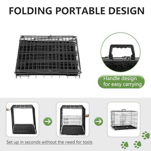 18" Foldable Metal Dog Crate (Dark Black)