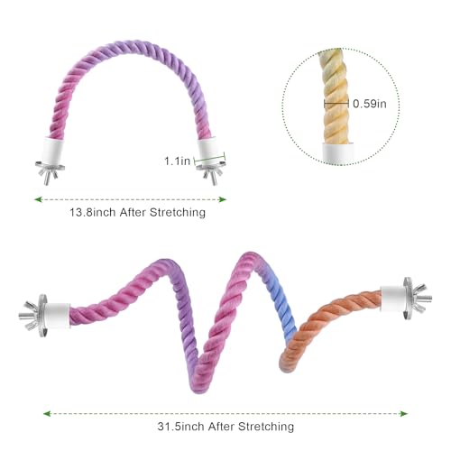 3 Pcs Bird Rope Perches Gradient Color (Colorful / 1 Short + 2 Long)