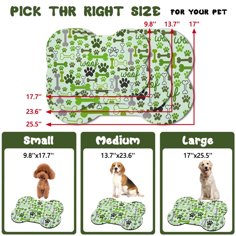 Dog Food Mats for Floors Waterproof (Green / 19"L x 12"W)