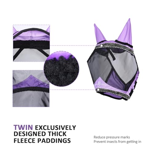 Horse Fly Mask with Ears (Gentle Lavendar / Small (Yearling))