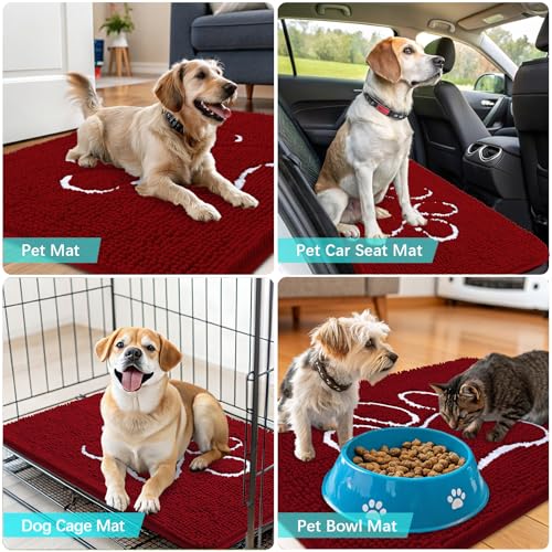 Dog Door Mat for Muddy Paws 24x16 (Red / 24" X 16")